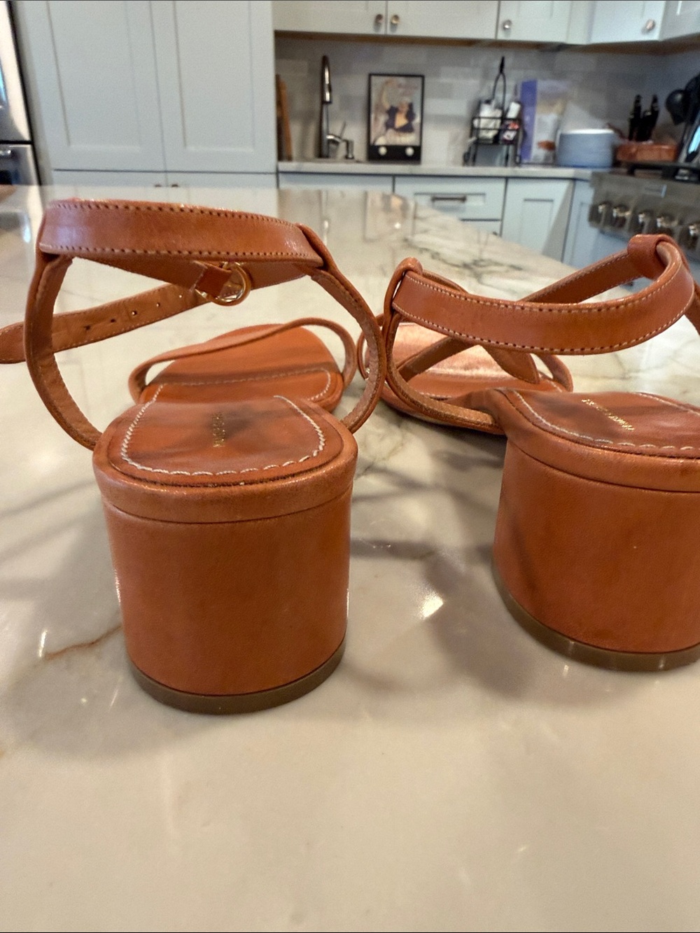 🔥Mansur Gavriel Cognac Leather Ankle-Strap Sandals - Picture 5 of 7